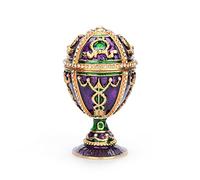 QIFU Hand Painted Purple Easter Egg Style Trinket Box Hinged, Unique Easter Day Gift