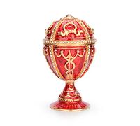 QIFU Hand Painted Red Easter Egg Style Trinket Box Hinged, Unique Easter Day Gift