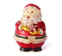 QIFU Hand Painted Santa Claus Style Mini Enamel Trinket Box Hinged with Rich Enamel and Sparkling Rhinestones, Unique Gift Home Decor, Decorative Ornament Your Collection