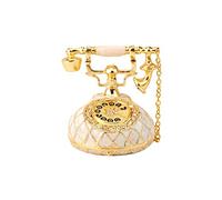 QIFU Hand Painted Vintage White Telephone Style Enamel Trinket Box, Elegant Small Jewelry Box to Store Your Jewelry in Style (QF775W)