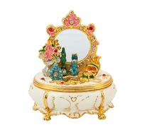 QIFU Hand Painted White Dressing Table Style Jewelry Trinket Box Hinged with Rich Enamel and Sparkling Rhinestones