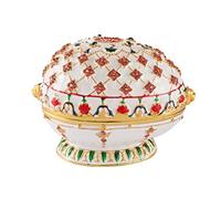 QIFU Hand Painted White Easter Egg Figurine Trinket Box Hinged, Unique Gift for Family