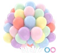 QIFU Pastel Balloons 50pcs - Macaron Multicoloured Thicken Latex Balloons Assorted Pastel Rainbow Party Balloon for Kids Birthday Party Decoration Balloon Boy Girl Baby Shower Supplies Wedding(12inch)