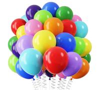 QIFU Rainbow Birthday Balloons, 12 inch Multicoloured Rainbow Party Balloon Biodegradable Latex Balloon Colourful Helium Balloons for Kids Birthday Rainbows Party Decorations Baby Shower Prom Wedding
