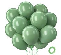 QIFU Sage Green Balloons 100 Pack - 12 Inch Strong Thicken Sage Green Birthday Balloon Round Helium Balloons for Birthday Party Decoration Engagement Anniversary Graduation Baby Shower Dinosaur Jungle