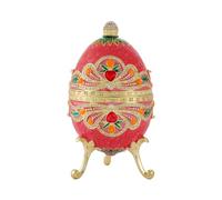 QIFU Vintage Big Pink Easter Egg Style Enamel Trinket Box, Unique Gift for Family