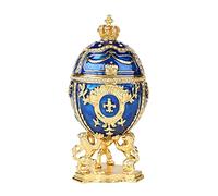 QIFU Vintage Blue Easter Egg Style Trinket Box Hinged, Unique Gift for Family