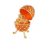 QIFU Vintage Golden Easter Egg Style Enamel Trinket Box with Mini Carriage(QF5291)