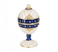 QIFU Vintage Hand Painted Easter Egg Style Enamel Trinket Box Hinged