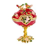 QIFU Vintage Hand Painted Easter Egg Style Jewelry Trinket Box Hinged, Unique Gift for Family