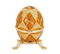 QIFU Vintage Hand Painted Easter Egg Style Jewelry Trinket Box, Unique Gift Home Decor