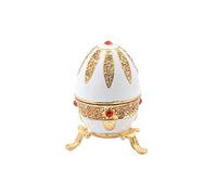QIFU Vintage White Mini Easter Egg Style Enamel Trinket Box Hinged