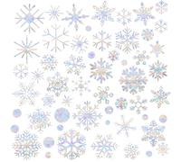 QIFUNEY Snowflake Stickers, 56Pcs Snowflake Window Clings, Christmas Window Clings for Winter Decor, Sun Catcher Static Decals for Glass Windows, Bird Windows Deterrents (Christmas Snow-56Pcs)