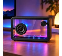 Qifwrn Transparent Bluetooth Speaker, Wireless Desktop Speaker With 7-color Ambient Light, 3.5mm Aux Input, Usb-c Charging, For Pc, Laptop, Desk And Bedroom, 2000mah Rechargeable Battery Black