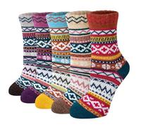 QIGEN LTD 5 Pairs Womens Socks, Comfort Socks,Thermal Warm Knitting Ladies Socks for Winter