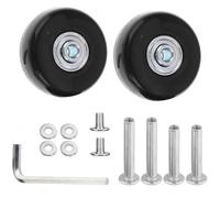 Qigfucm 60 x 14mm Small Luggage Wheels Replacement, 2pcs Universal Smooth Swivel Caster Wheels, Silent Black Rubber Suitcase Trolley Wheels Repair Kit