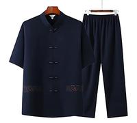 Qigong Clothing - Hand-Made Buckle Cotton And Linen Tai Chi Clothes,Tai Chi Quan Suit Men'S And Women'S Practice Clothes Summer Short sleeve Tai Chi Uniform Shir White-XXXXL