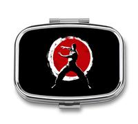 Qigong Wushu Teacher Tai Chi Pose Cute Travel Pill Organizer Portable Small Square Medicine Case Box for Pocket Purse