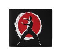 Qigong Wushu Teacher Tai Chi Pose Trendy Bifold Wallet for Men Classic Lightweight ID Window Leather Wallets