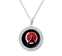 Qigong Wushu Teacher Tai Chi Pose Trendy Diamond Necklace for Women Shiny Jewel Pendant Charms Holiday