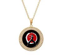 Qigong Wushu Teacher Tai Chi Pose Trendy Diamond Necklace for Women Shiny Jewel Pendant Charms Holiday