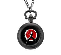 Qigong Wushu Teacher Tai Chi Pose Vintage Pocket Watches Roman Numerals Quaretz Watch with Chain Christmas Birthday Gifts Black-Style