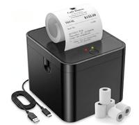 Qigreesol 58mm Portable Thermal Printer with 5 Rolls, POS Receipt and Label Printer, Compatible with Android/Windows, On-the-Go Mobile Printing for Business, Delivery, and Logistics