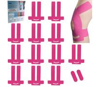 QiGui Knee Tape Pre-Cut Pack of 12, Waterproof Kinesiotape for Knee with 2 Free Test Plasters, Breathable Kinesiology Tapes Knee for Sports Pain Relief Muscle Support