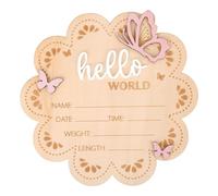 QIHAWN 15cm Wooden Butterfly Hello World Plaque, Blank Writable Decor Sign | 15cm wooden butterfly hello world plaque, wood base acrylic surface, blank writable, for home decor photo prop party gift