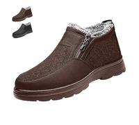 qiheng Men's Orthopedic Warm Snow Boots, Non-Slip Winter Fleece Shoes, Winter Waterproof Fleece Bootswith Side Zipper(Brown,8 UK)
