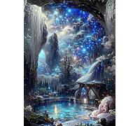 Qihensail 5D Landscape Diamond Art Kit for Adults,Diamond Painting Kits for Beginner,Gem Art,Crystal Art Kits Round Drill for Home Wall Decor Gifts for Women, Men (Cave Landscape)