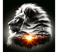 Qihensail 5D Lion Diamond Painting Kits for Adults,Animal Diamond Art Kits for Beginner,Gem Art,Crystal Art Kits Full Round Drill for Home Wall Decor Gifts for Women, Men (Lion)