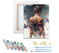 Qihensail Framed Woman Paint by Numbers for Adults on Framed,Painting by Number Kits with Frame Canvas,DIY Easy Cheerful Painting for Beginners,Wall Decor,Gifts