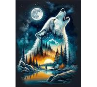 Qihensail Wolf Paint by Numbers for Adults,Animal Painting by Number Kits Canvas,DIY Easy Cheerful Painting for Beginners,Wall Decor,Gifts (Wolf)