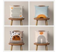 QiHon Black Curves Cushion Covers 60x60 cm Set of 4 Brown Modern Double Sided Printed Square Linen Cushion Covers 24x24 inch Outdoor Throw Pillow Case for Sofa Bedroom Home Office Car Decor