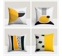 QiHon Black Dots Cushion Covers 60x60 cm Set of 4 Yellow White Modern Double Sided Printed Square Linen Cushion Covers 24x24 inch Outdoor Throw Pillow Case for Sofa Bedroom Home Office Car Decor
