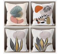QiHon Black Gold Cushion Covers 60x60 cm Set of 4 Pink Green Modern Double Sided Printed Square Linen Cushion Covers 24x24 inch Outdoor Throw Pillow Case for Sofa Bedroom Home Office Car Decor