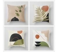 QiHon Black Green Cushion Covers 70x70 cm Set of 4 Brown Modern Double Sided Printed Square Linen Cushion Covers 28x28 inch Outdoor Throw Pillow Case for Sofa Bedroom Home Office Car Decor