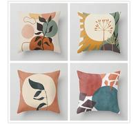 QiHon Green Brown Cushion Covers 70x70 cm Set of 4 Black Leaves Modern Double Sided Printed Square Linen Cushion Covers 28x28 inch Outdoor Throw Pillow Case for Sofa Bedroom Home Office Car Decor