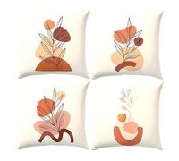 QiHon Simple Cushion Covers 40x40 cm Set of 4 Yellow Pink Modern Double Sided Printed Square Linen Cushion Covers 16x16 inch Outdoor Throw Pillow Case for Sofa Bedroom Home Office Car Decor