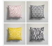 QiHon Yellow Pink Cushion Covers 60x60 cm Set of 4 Gray Black Modern Double Sided Printed Square Linen Cushion Covers 24x24 inch Outdoor Throw Pillow Case for Sofa Bedroom Home Office Car Decor