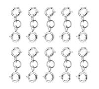 QIHUAN 10-Piece Spring Double-Head Buckle, Silver Jewelry Extension Buckle, Diy Craft Jewelry Connection Buckle, Mini Necklace Bracelet Spring Buckle, Jewelry Extension Accessories.