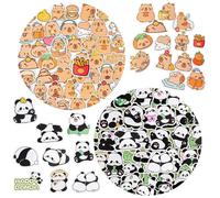 QIHUAN 100 Panda Stickers And 100 Capybar Stickers, Cute Cartoon Stickers, Children'S Stickers, Decorative Stickers.