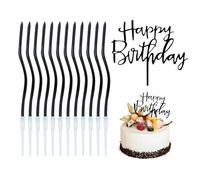 QIHUAN 12 Pieces Of Curve Candles And 1 Piece Of Cake Card Insert, Cake Decorations, Creative Candles, Birthday Party Supplies