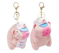QIHUAN 2 Pieces Of Pink Plush Capybara Pendant, Cute Cartoon Plush Dolls, Interesting Animal Dolls, Bag Hanging Ornaments, Personalized Keychain.