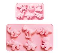 QIHUAN 2 Pieces Pink Dinosaur Silicone Mold, Multi-Purpose Chocolate Mold, Diy Homemade Pastry Candy Cookie Props, Kitchen Baking Tools.