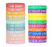 QIHUAN 22 Pieces Of Inspirational Word Bracelet, Creative English Letter Bracelet, Soft Silicone Handpiece, Universal For Men And Women, Personalized Clothing Jewelry.