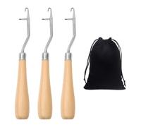 QIHUAN 3 Pieces Crochet and 1 Piece Velvet Bag, Wooden Handle Crochet, Knitting Tools, Multi-Function Crochet, DIY Handmade Accessories