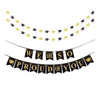 QIHUAN 3 Pieces Of Graduation Decoration Pull Flag, Creative Personality Banner, Shot Background Hanging Decoration, Doctor Hat Letter Pull Flag, Graduation Theme Party Decoration.