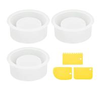 QIHUAN 3 Pieces Round Candle Holder Mold, 3 Pieces Plastic Scraper, Diy Cast Aromatherapy Gypsum Mold, Creative Candle Holder Ornaments, Silicone Candle Holder Mold.